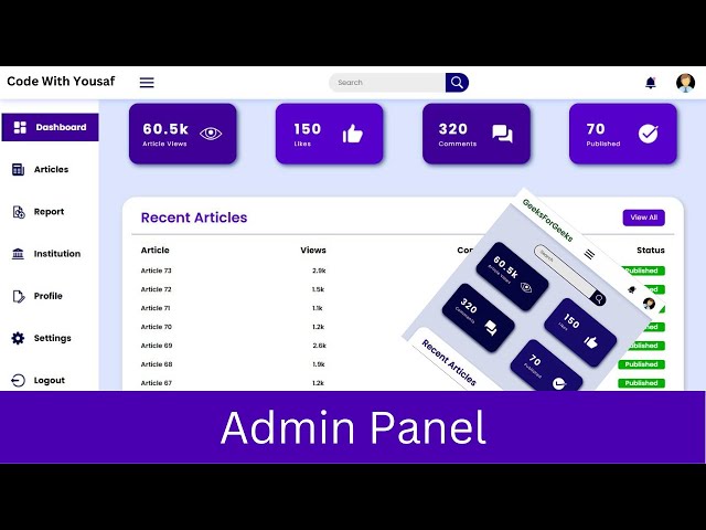 Admin Dashboard HTML CSS | Responsive Admin Dashboard using HTML and CSS