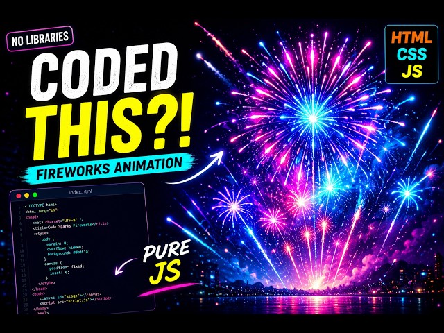 Cinematic Fireworks Animation with HTML CSS JavaScript 🎆 | Viral Coding Project