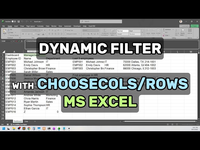 CHOOSECOLS & CHOOSEROWS in Excel | Build Dynamic Dashboard Views with One Formula