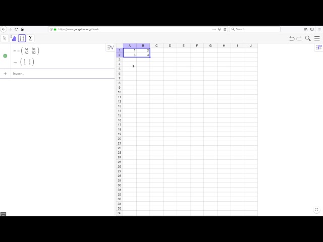 Matrices in geogebra