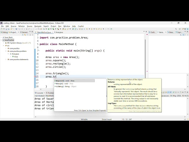 Area and Perimeter Program in Java in Tamil | Shapes Formula & Coding Tutorial