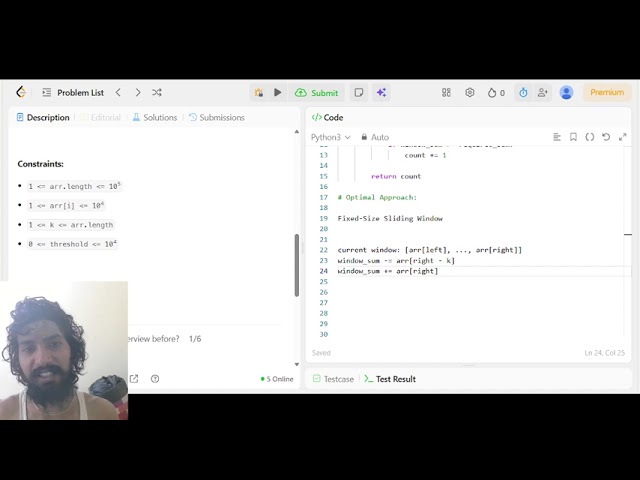 Sliding Window Made Easy | LeetCode 1343 | Number of Subarrays of Size K | Python Interview Solution