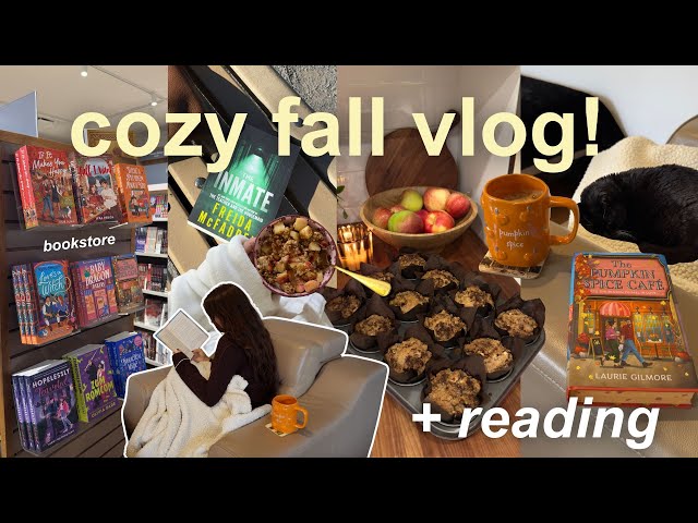 cozy fall vlog: first reading vlog, bookstore, baking & rainy days at home ☕🕯️🍂📖