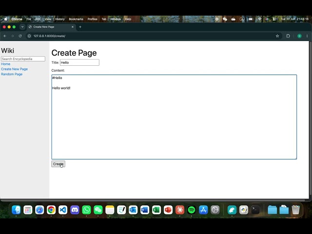 Oscar Shi Submission Harvard CS50 Web, Project 1: Wiki