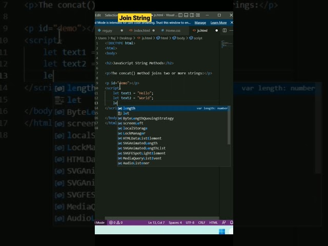 Javascript String Concatenation | Javascript Tutorial For Beginners | ES6 Tutorial