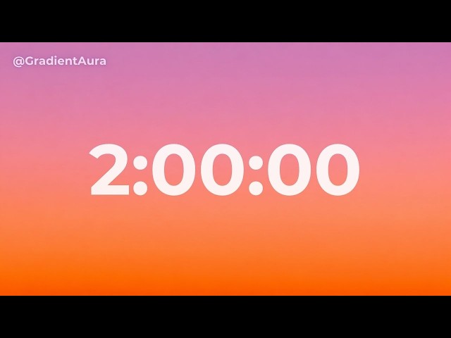 2 Hour Silent Study Timer | Soft Alarm Only | Pink & Orange Sunset 🌅 Aesthetic