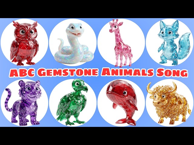 ABC Gemstone Animals Song 💎🐾 Learn Alphabet A–Z with Cute Animal Sounds for Kids Fun Video 🎶