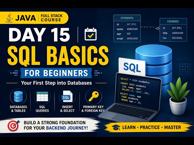 Day 15 | SQL Basics for Beginners | Introduction to SQL, Database & Tables | Java Full Stack Course