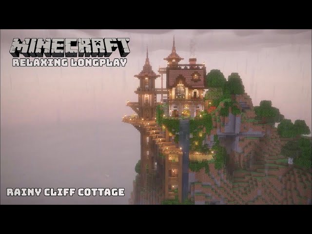 Minecraft Relaxing Longplay - Cozy Cottage Atop a Cliff (No Commentary)