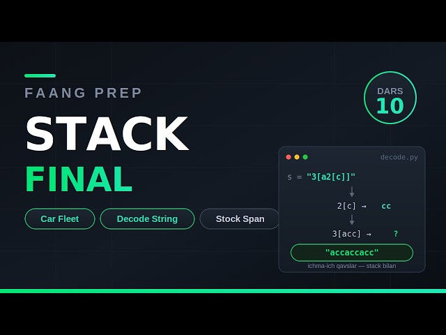Faang Prep #10 | Stack Final — Stock Span, Car Fleet, Simplify Path, Decode String