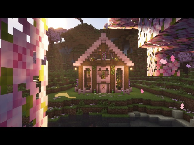 Minecraft Cherry Blossom Heart House Tutorial 🩷