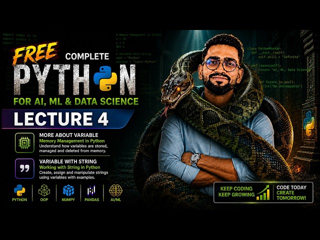 Python Full Course FREE 🔥 Lecture 4 | Memory Management + Variables with Strings | Zero to Advanced