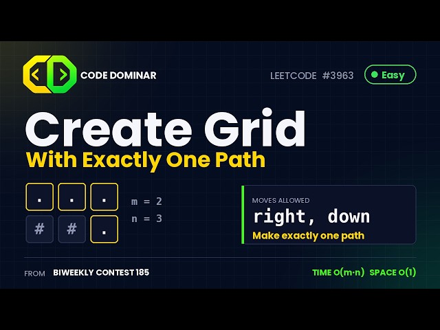 Create Grid With Exactly One Path - LeetCode 3963 Easy | Construction Trick