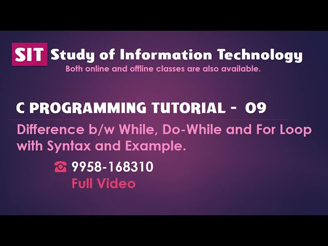 09 C Programming Tutorials: Difference Between For, While & Do-While Loop in C Programming language
