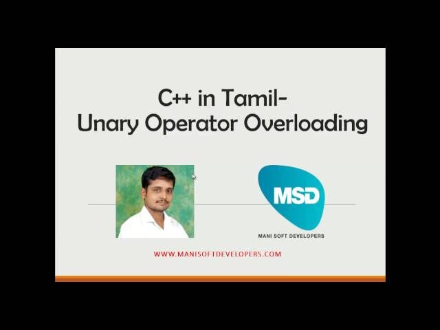 C++ Programming in Tamil Part 11 - Unary Operator Overloading