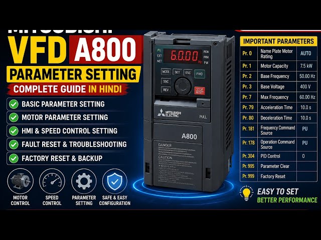 Mitsubishi vfd A800 parameter part 3 #cnc #programming