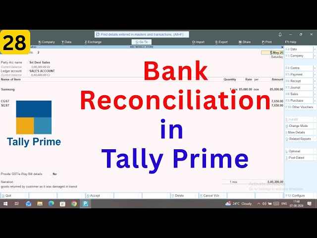 Bank Reconciliation in Tally Prime | BRS Step by Step (2026)