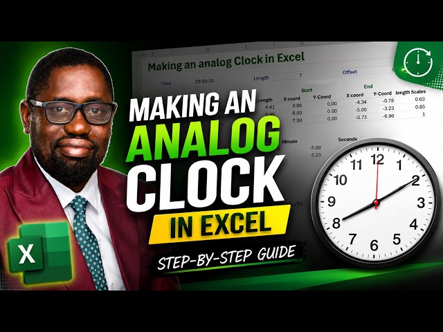 Creating an analog clock in excel - Step by step