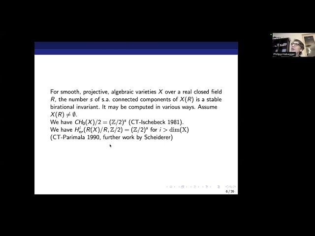 Jean-Louis Colliot-Thélène: On the stable rationality of certain real threefolds (NTWS 272)