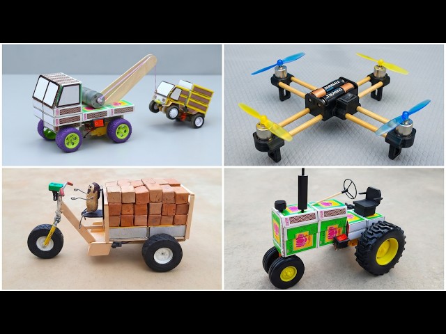 I Built 4 Amazing Mini Machines From Trash! 🚜🚁🔥