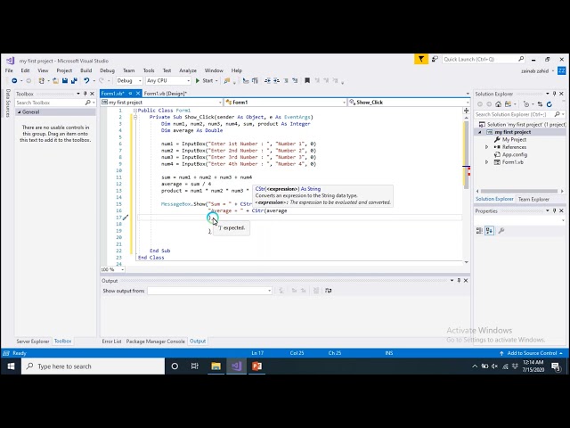Program for calculating sum, average and product of 4 integers | Visual Basic | Chapter # 4 part 11
