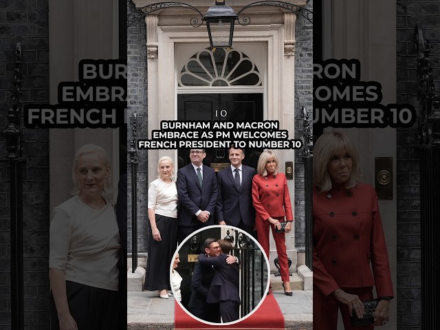 WATCH: Andy Burnham and Macron EMBRACE as PM welcomes French President to Downing Street