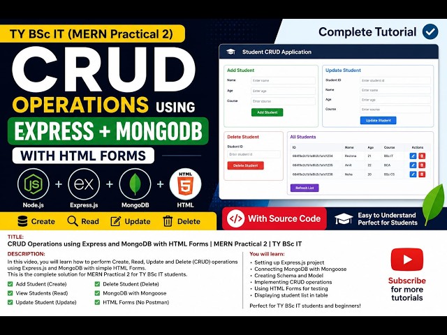 CRUD Application using Express.js, MongoDB & HTML | MERN Stack Practical 2
