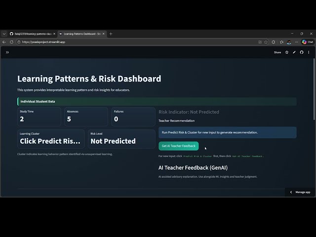 ML & GenAI-Powered Learning Patterns and Classroom Strategy Dashboard | Praxis 2.0 Hackathon