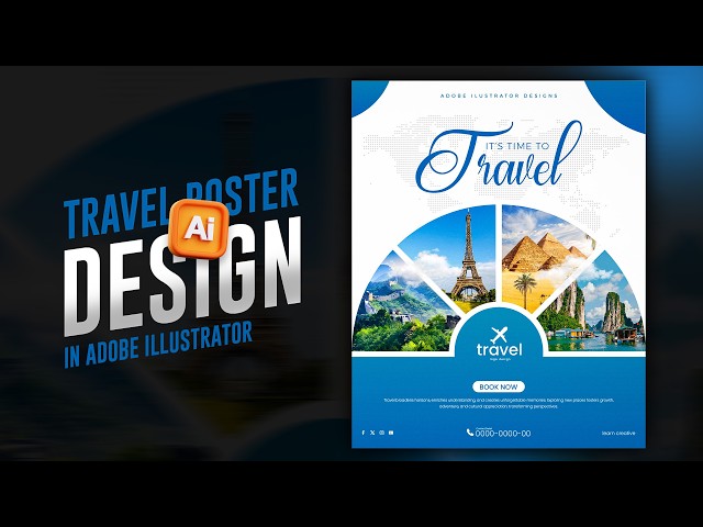 Modern Travel Poster Design in Adobe Illustrator | Illustrator Teachings | Creative Travel Poster