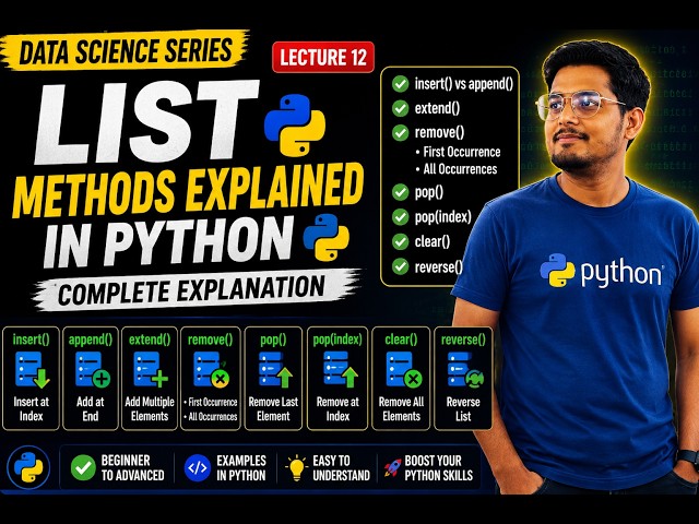 Python List Methods Explained  | append(), extend(), remove(), pop() | Lecture 12