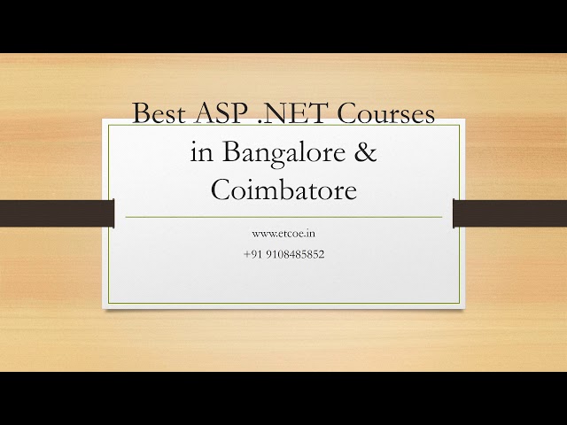 Best ASP .NET COURSES IN BANGLORE & COIMBATORE-ETCOE.IN