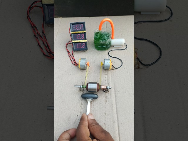 DIY Magnetic Motor 🧲 Armature → 2 Generators ⚡ → 3 voltmitar 🔴 + Water Pump 💧 Experiment