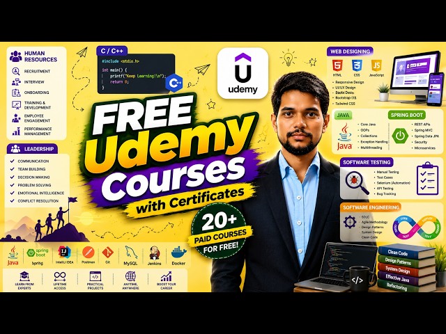 🚨 20+ Udemy Paid Courses FREE with Certificates | 100% OFF Coupons (Limited Time!)