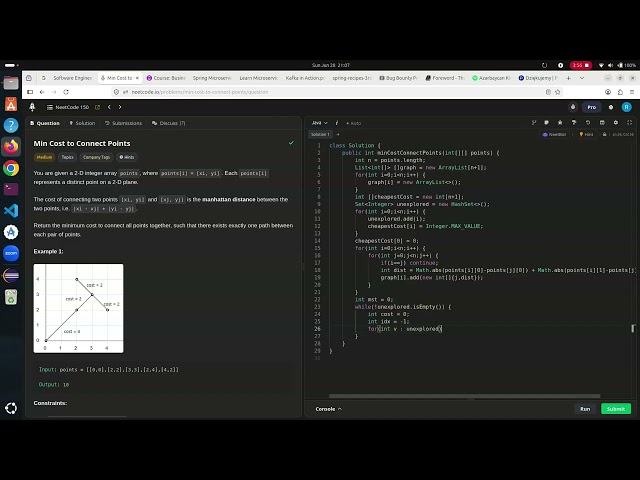 NeetCode Min Cost to Connect Points (Prim's Algorithm)