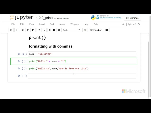 comma separated string printing  - Introduction to Python: Absolute Beginner Module 1 Video 17
