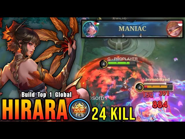 24 Kills + MANIAC!! Jungler META Hirara 100% Deadly!! - Build Top 1 Global Hirara ~ MLBB