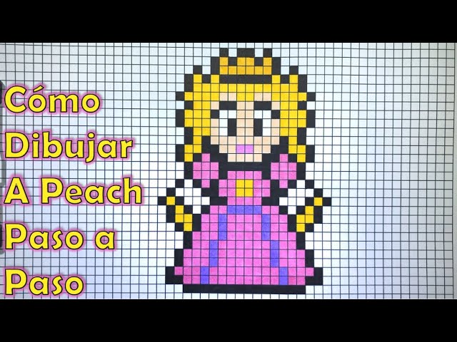 How to Draw Princess Peach in 8-bit or Pixel Art! STEP-BY-STEP TUTORIAL!