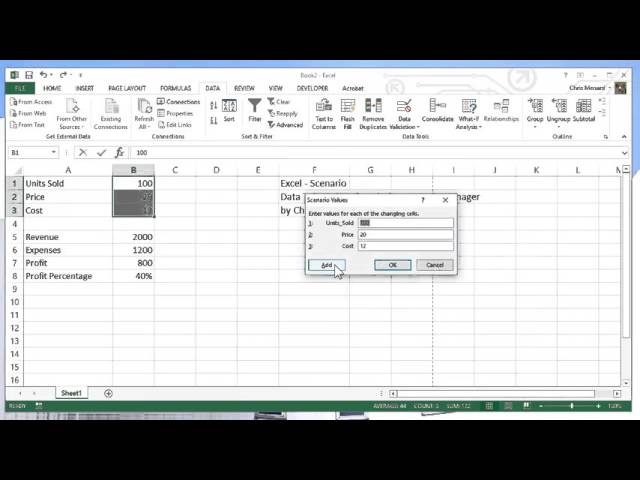 Excel Scenario Manager for budgeting and forecasting by Chris Menard