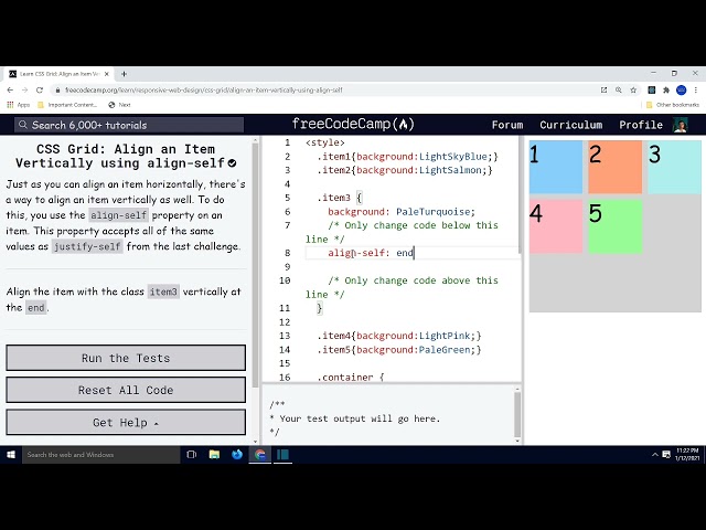 Align an Item Vertically using align self   CSS