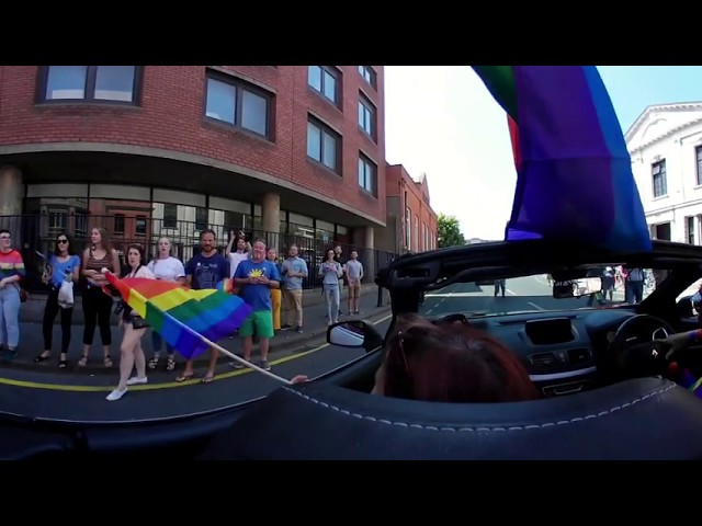 360 Pride 18 Grand Marshall Sara R Phillips of TENI leads the parade
