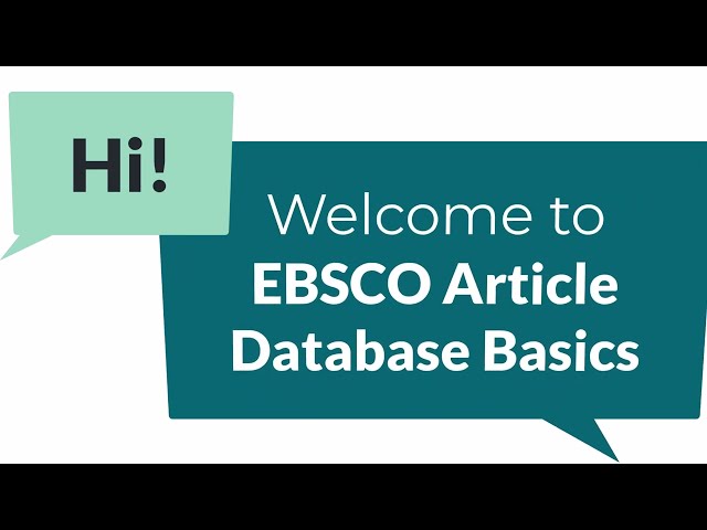 EBSCO Article Database Basics