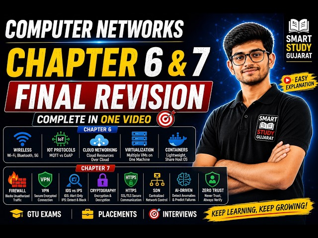 Computer Networks Chapter 6 & 7 | Wireless, IoT, Cloud & Network Security | Final Revision