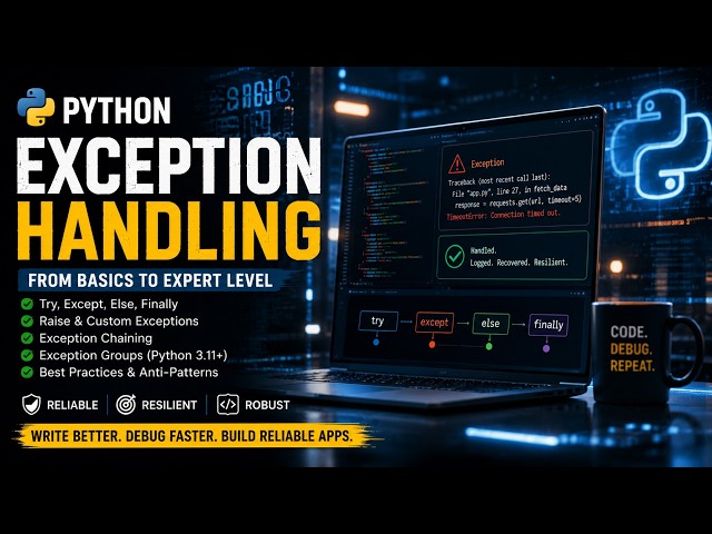 Python Exceptions Explained Visually | Traceback, Try Except, Custom Exceptions