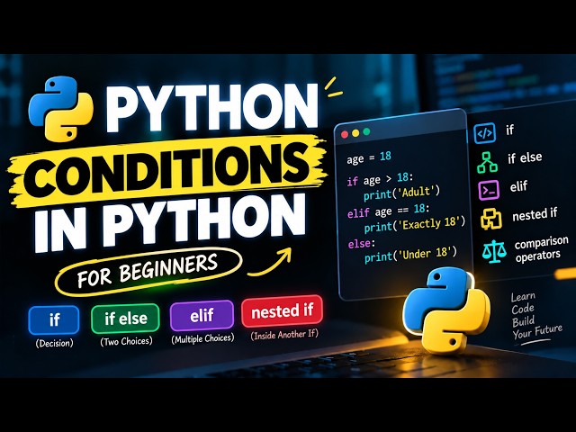 Python Conditions for Beginners | if, elif, else & Nested if Explained Simply