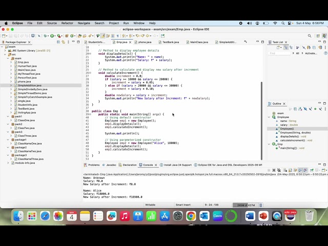 Displaying employee details and calculating salary using constructor overloading