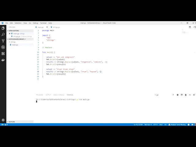 Go Programlama : Replace ve NewReplacer Kullanımı
