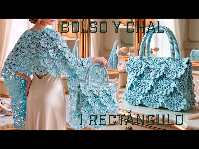 Beautiful Crochet Bag and Shawl Made Only With Rectangles - Easy Tutorial