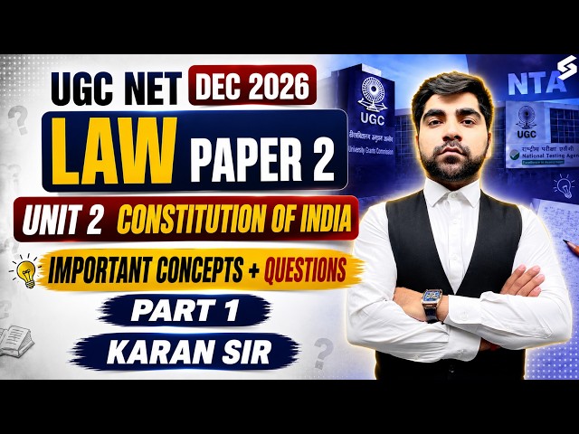 UGC NET DEC 2026 Law Paper 2 | Unit 2 Constitution Of India | Concepts + Questions | karan Sir