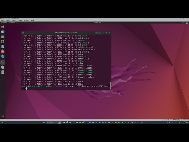 Example of Executing the Threads Exercise - Lesson 06 - Operating Systems II - 2023