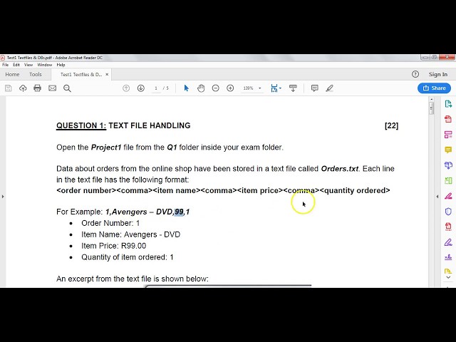 Text File and String Handling example Part 1